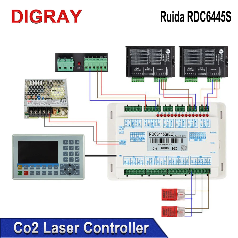 DIGRAY Ruida RDC6445G CO2 Laser Control Card Motherboard For CNC Laser Cutting Machine Control System RDC6445S