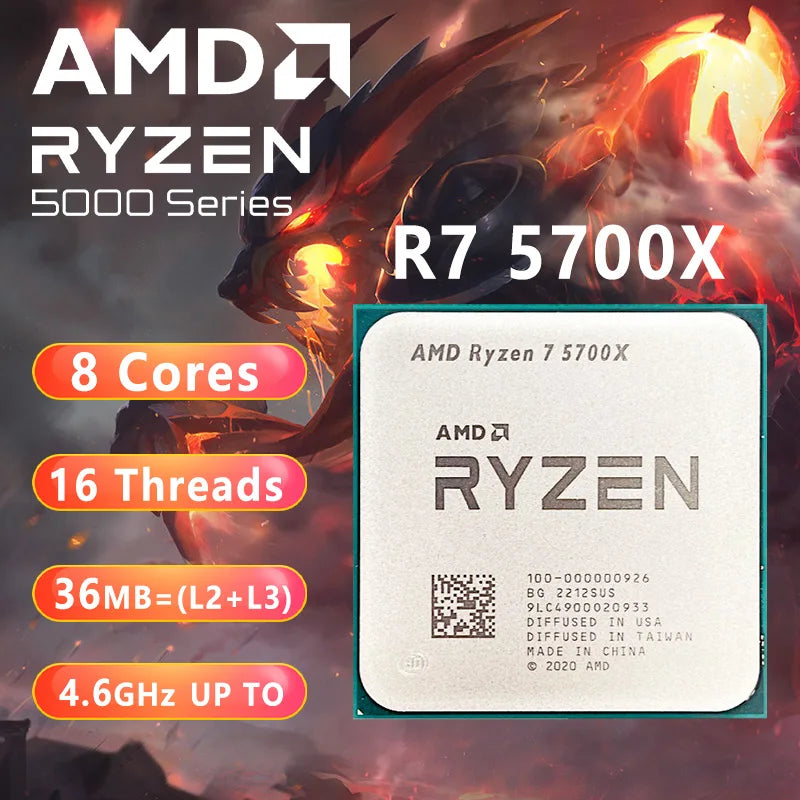 New AMD Ryzen 7 5700X R7 5700X  3.4 GHz Eight-Core Sixteen-Thread CPU Processor 7NM L3=32M 100-000000926 Socket AM4