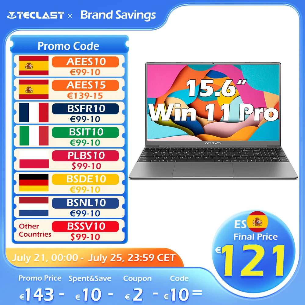 Teclast F16 Plus Laptop, 15.6 inch, Windows 11 Pro, 8GB RAM 256GB SSD, for Celeron Gemini Lake 4 Core CPU, USB, mini-HDMI