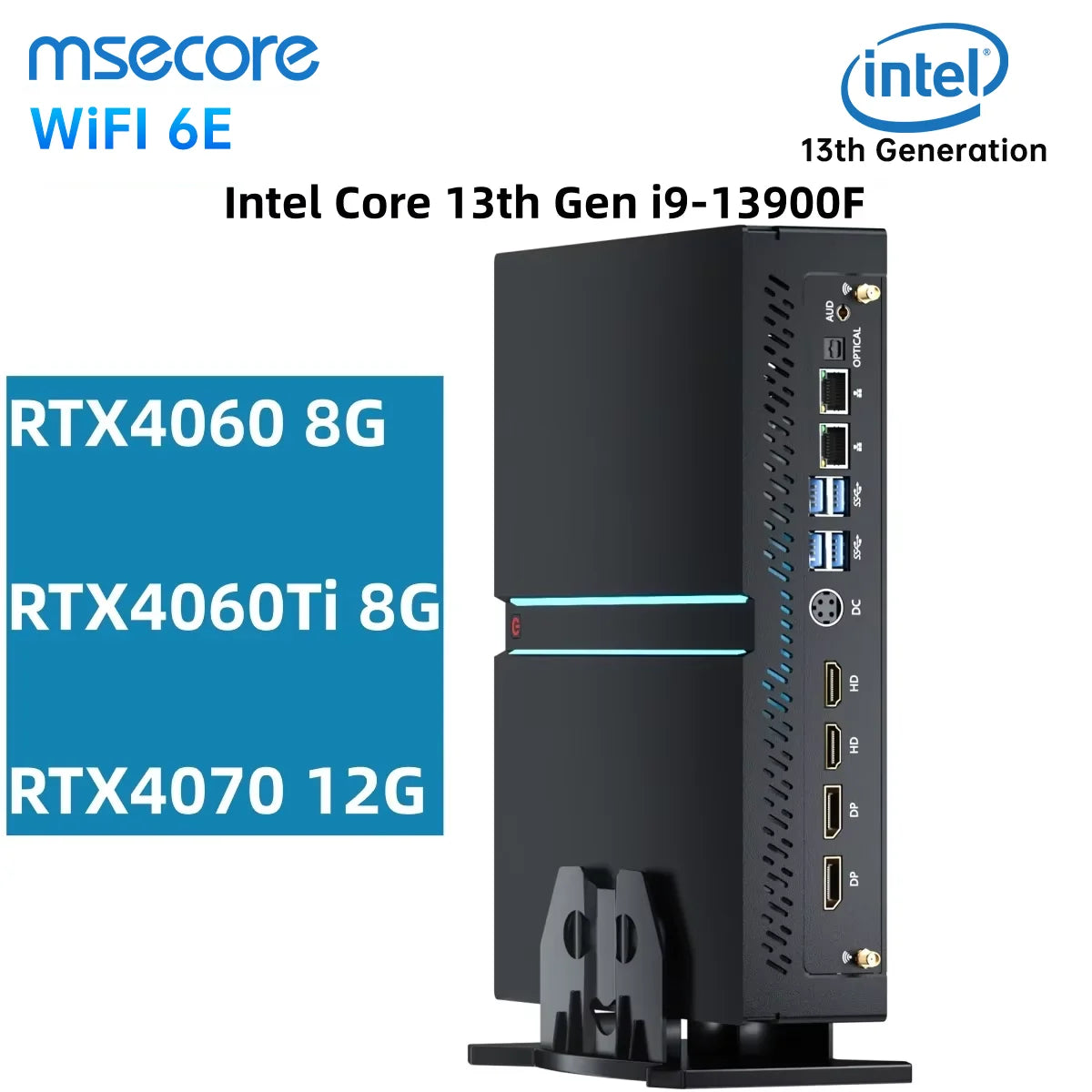 MSECORE MV300 Intel core i9-13900F RTX4070 Dedicated Card Gaming Mini PC Windows 11 Desktop Computer DDR5 PCIE4.0 WiFi6E/BT5.3