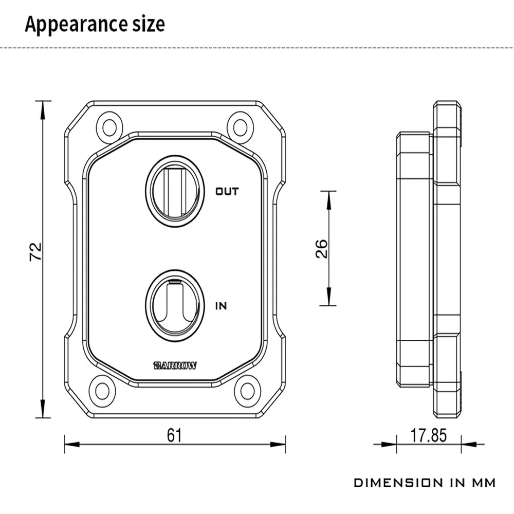 Barrow INTEL Core Gen 12th 13th Processor CPU Water Block Cooler Radiator 0.5MM Micro Channels Cooler G1/4" PC Cooling Parts