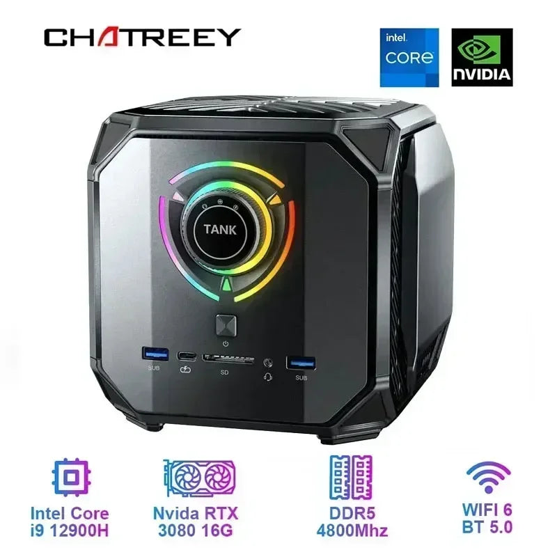Chatreey TANK Mini PC Nvidia 4060 8G Intel Core I9 12900H I7 12700H Gaming Desktop Computer PCIE 4.0 Wifi 6 BT5.0