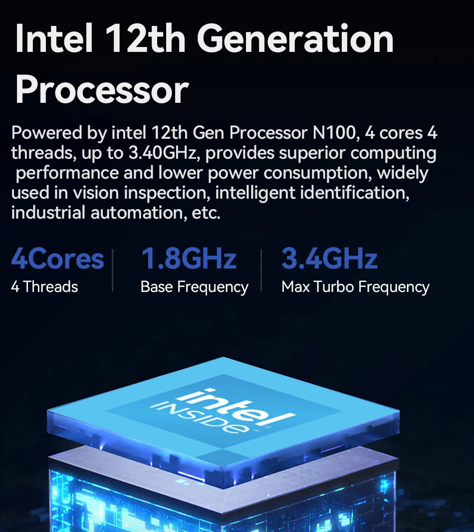 Intel Processor N100 Fanless Industrial Mini Computer 4x LAN Ports 2x COM RS485 RS232 Win11 Linux Pfsense Firewalls Soft Router