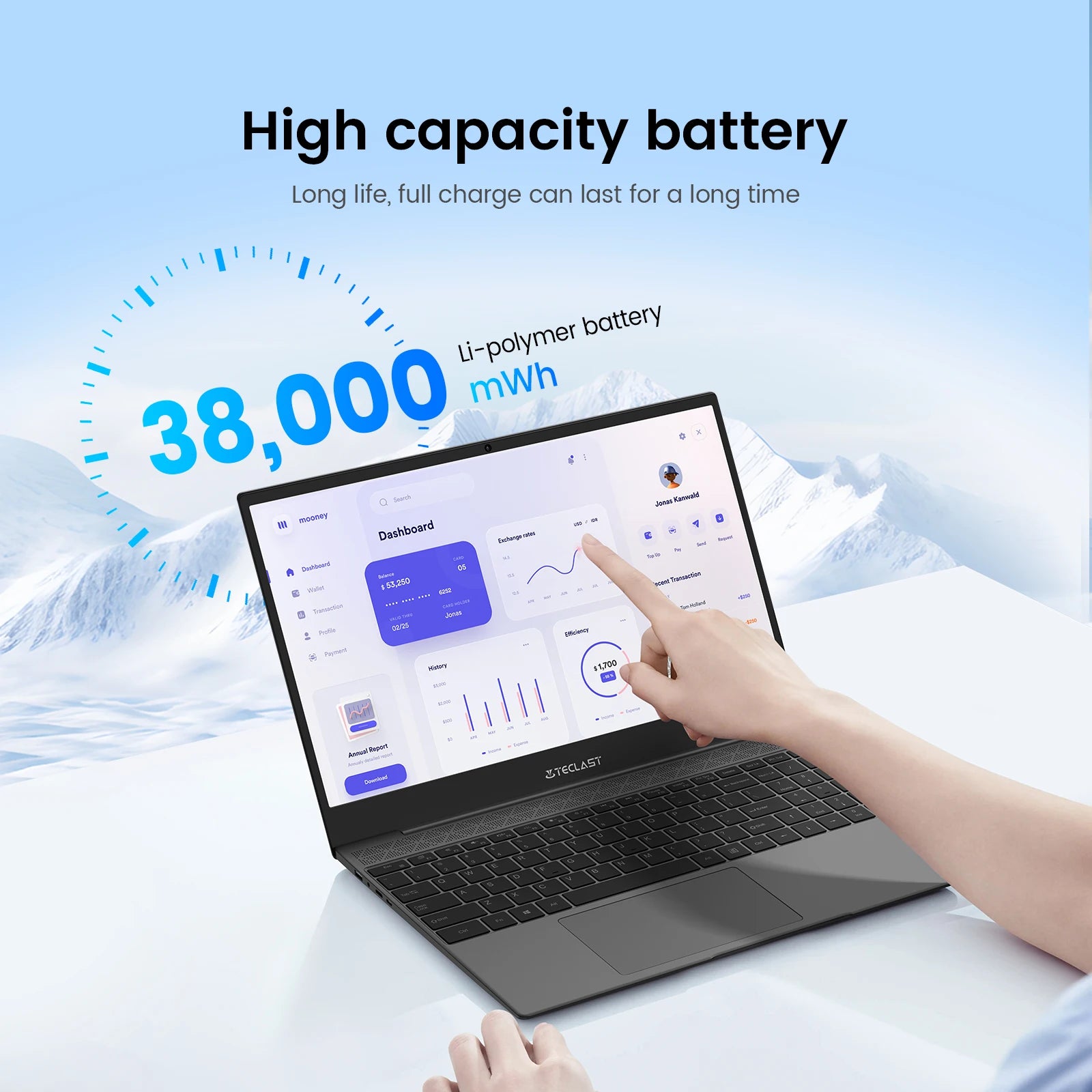 Teclast F16 Plus Laptop, 15.6 inch, Windows 11 Pro, 8GB RAM 256GB SSD, for Celeron Gemini Lake 4 Core CPU, USB, mini-HDMI