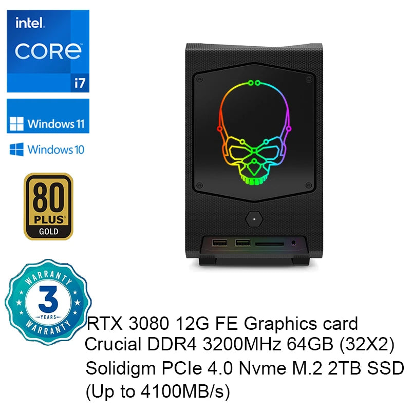 Intel NUC 11th NUC11BTMi7 Core i7-11700B Processor 4.8GHz UHD Graphics Mini PC Window 11 Thunderbolt 4 WiFi 6E Bluetooth 5.2