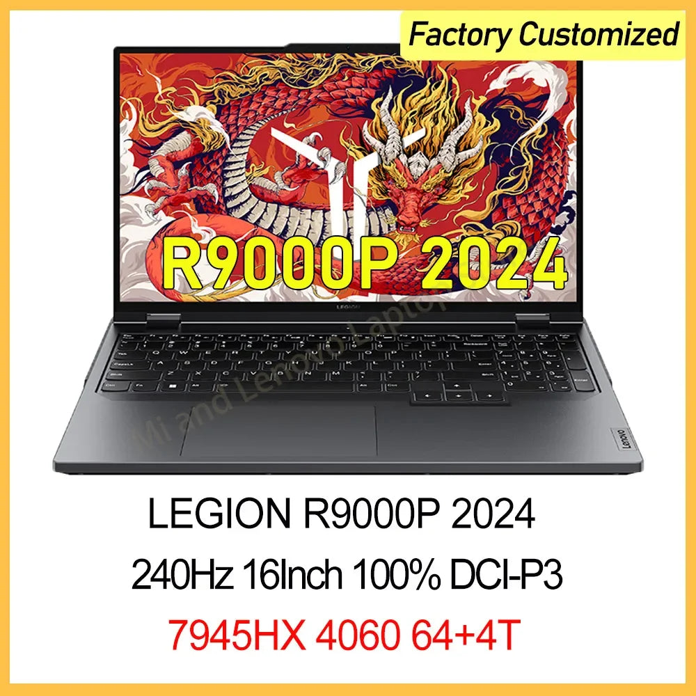 【Customized 】Lenovo LEGION R9000P 2024 E-sports AMD Ryzen R9 7945HX RTX4060 16/32/64GB RAM 1TB/2T/4T SSD 16" 2.5K 240Hz Screen