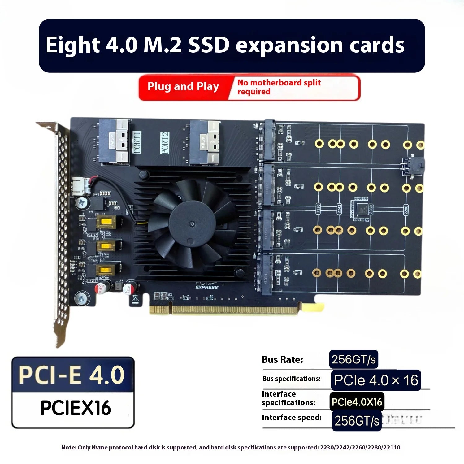 PCIe 4.0 to 8 M.2 SSD expansion cards, no need to split the main board